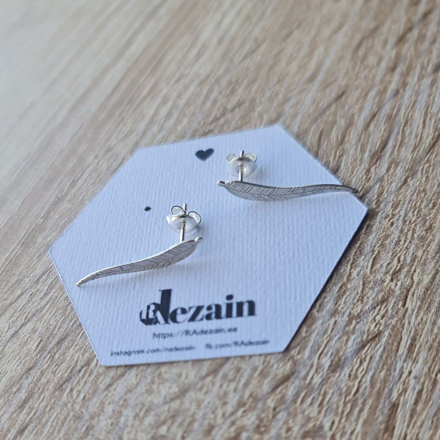Sterling silver earring above the ear - feather - Image 4