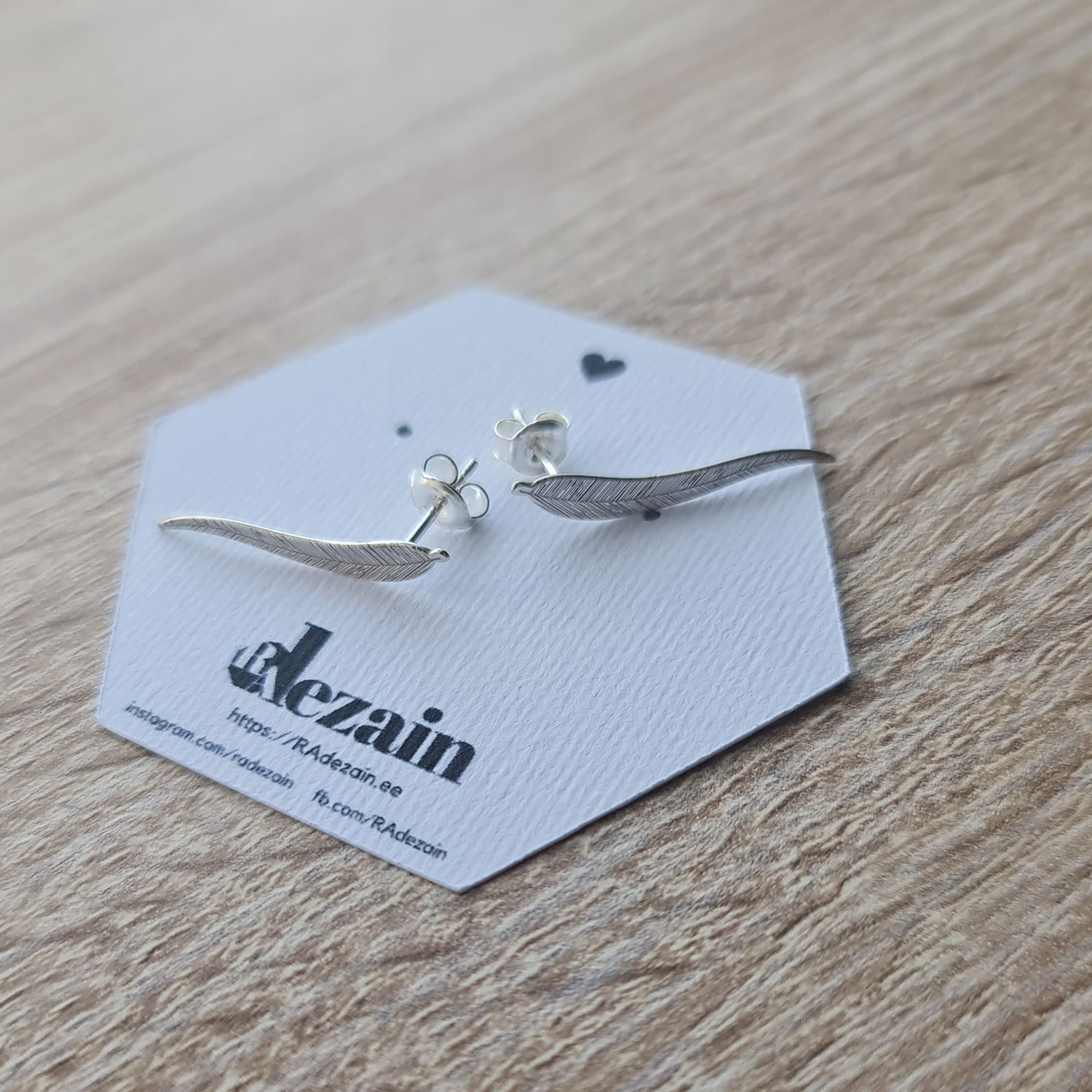 Sterling silver earring above the ear - feather - Image 5