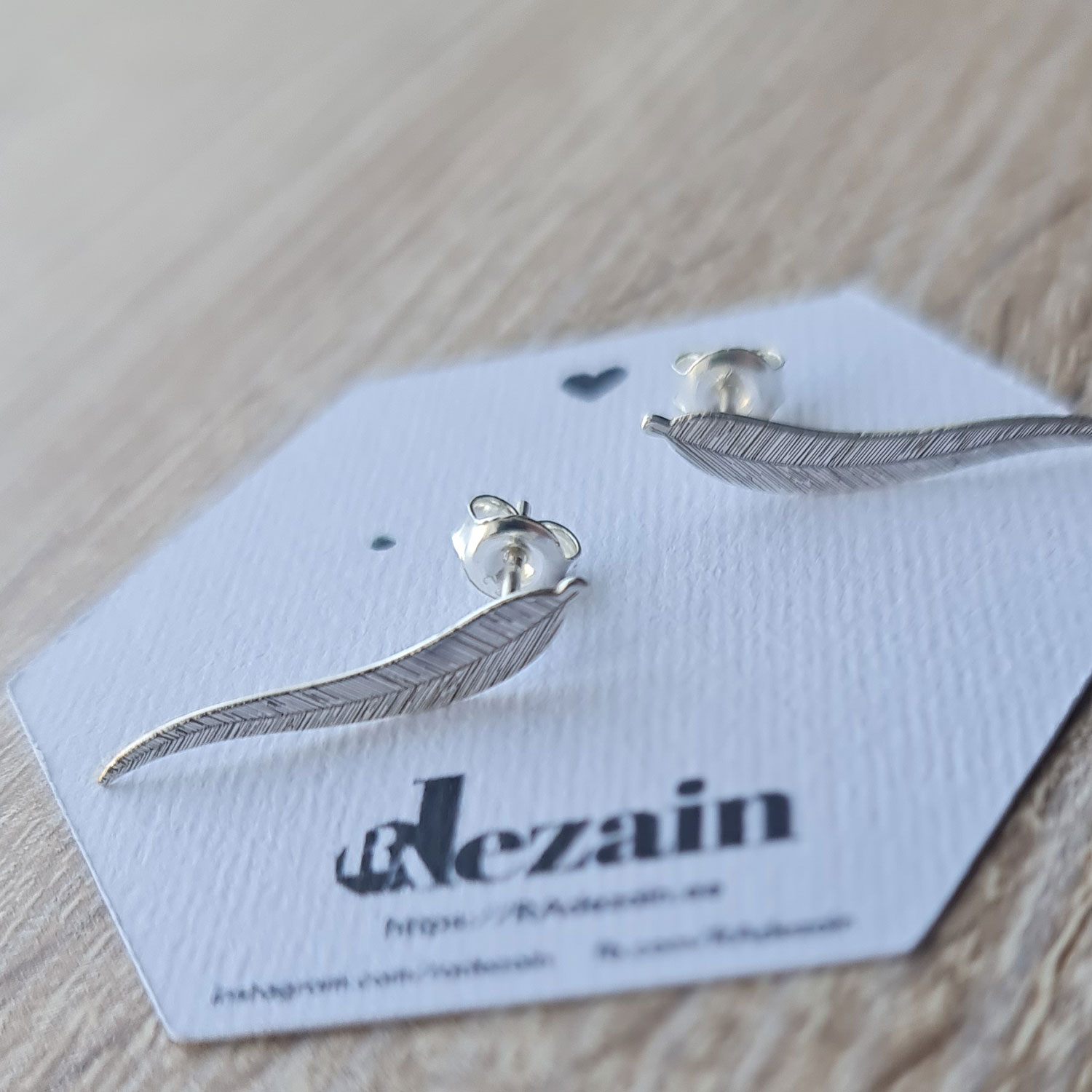 Sterling silver earring above the ear - feather - Image 3